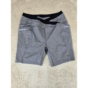 Nathan Women's Gray Heather Crossover V-Waist Performance Running Shorts L